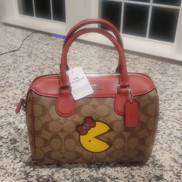 Coach Handbags - Coach Brown and Red Satchel with Playful Design